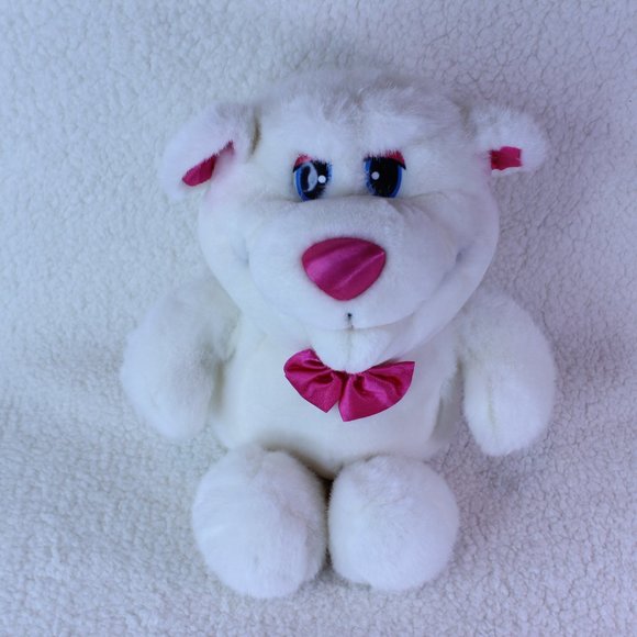 CTI INDUSTRIES WHITE‎ TEDDY BEAR PLUSH 10" With Pink Bow Tie Stuffed Vintage - Picture 5 of 5
